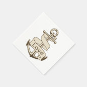 ヴィンテージ航海の船いかりラブ結婚パーティー スタンダードカクテルナプキン (角)