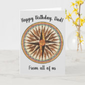 ヴィンテージ航海の船のコンパスナビゲーター帆走 カード (黄色い花)