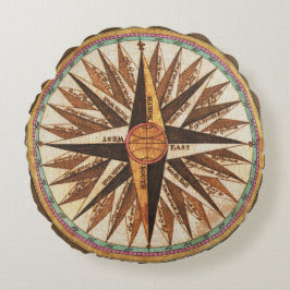 ヴィンテージ航海の船のコンパスナビゲーター帆走 ラウンドクッション