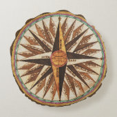 ヴィンテージ航海の船のコンパスナビゲーター帆走 ラウンドクッション (裏面)