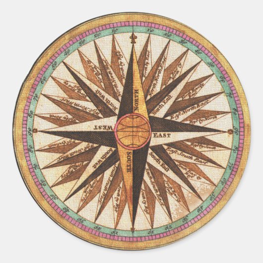 ヴィンテージ航海の船のコンパスナビゲーター帆走 ラウンドシール (正面)