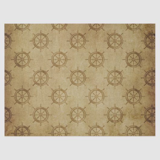 ヴィンテージ航海の船のホイール(Brown Decompage) 薄葉紙 (正面)