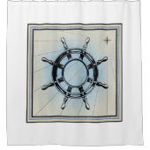 ヴィンテージ航海の船舶の航行用車輪 シャワーカーテン (正面)