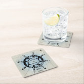 ヴィンテージ航海の船舶の航行用車輪 スクエアペーパーコースター (インサイチュ)