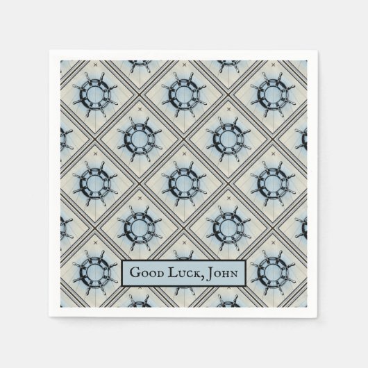 ヴィンテージ航海の船舶の航行用車輪 スタンダードカクテルナプキン (正面)