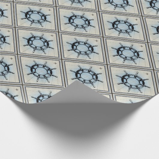 ヴィンテージ航海の船舶の航行用車輪 ラッピングペーパー (角)