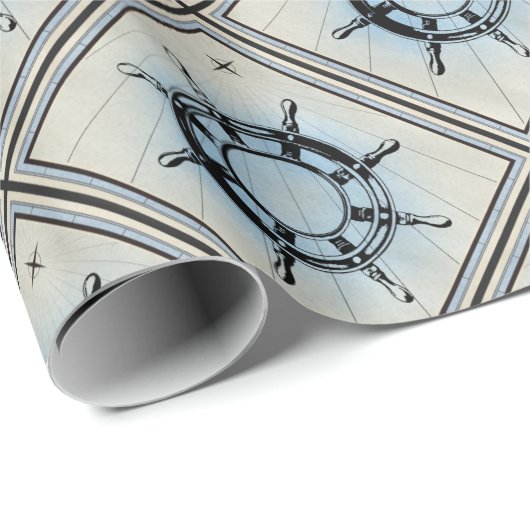 ヴィンテージ航海の船舶の航行用車輪 ラッピングペーパー (ロールコーナー)