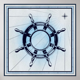 ヴィンテージ航海の船舶用車輪 ポスター