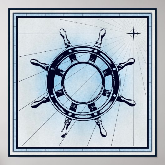 ヴィンテージ航海の船舶用車輪 ポスター (正面)