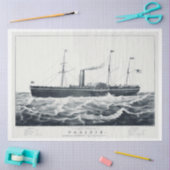 ヴィンテージ航海の蒸気船デクページ 薄葉紙 (クラフト)
