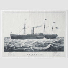 ヴィンテージ航海の蒸気船デクページ 薄葉紙