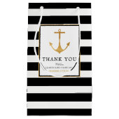 ヴィンテージ航海の金ゴールドいかり、ブラック&金ゴールド結婚ズ スモールペーパーバッグ (正面)