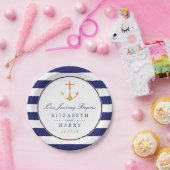 ヴィンテージ航海の金ゴールドいかり、海軍および金ゴールド結婚ズ ペーパープレート (パーティー)