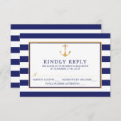 ヴィンテージ航海の金ゴールドいかり、海軍および金ゴールド結婚ズ 出欠カード (正面/裏面)