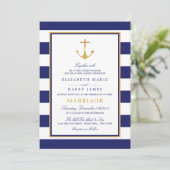 ヴィンテージ航海の金ゴールドいかり、海軍および金ゴールド結婚ズ 招待状 (スタンド正面)