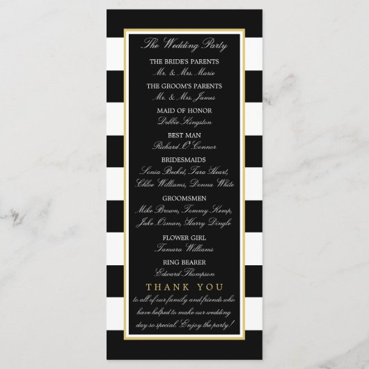 ヴィンテージ航海の金ゴールドホイール、ブラック&金ゴールド結婚ズ プログラム (裏面)