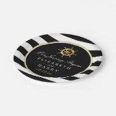ヴィンテージ航海の金ゴールドホイール、ブラック&金ゴールド結婚ズ ペーパープレート (アングル)