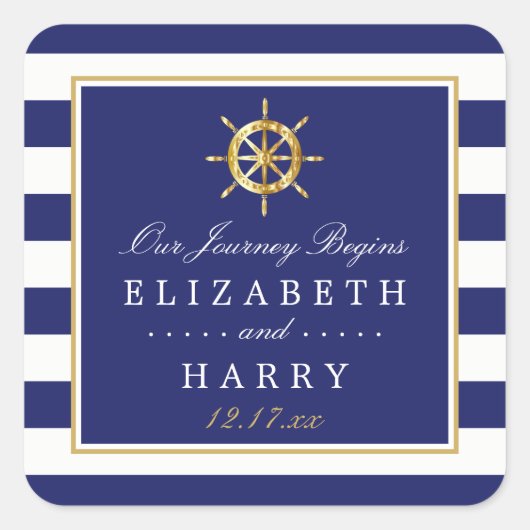 ヴィンテージ航海の金ゴールドホイール、海軍および金ゴールド結婚ズ スクエアシール (正面)