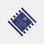 ヴィンテージ航海の金ゴールドホイール、海軍および金ゴールド結婚ズ スタンダードカクテルナプキン (角)