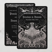 ヴィンテージ航海の銀箔結婚式招待状 招待状 (正面/裏面)