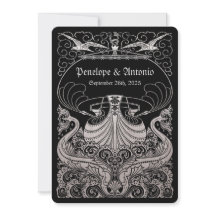 ヴィンテージ航海の銀箔結婚式招待状