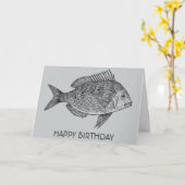 ヴィンテージ航海の魚海芸誕生日 カード (黄色い花)