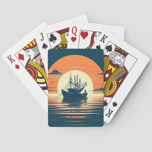 ヴィンテージ航海の/エビ/魚釣り トランプ (裏面)