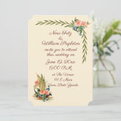 ヴィンテージ航海ロマンチックセーリングボートと花 招待状 (スタンド正面)