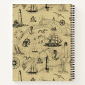 ヴィンテージ航海旅行 船 灯台 古地図 ノートブック (裏面)