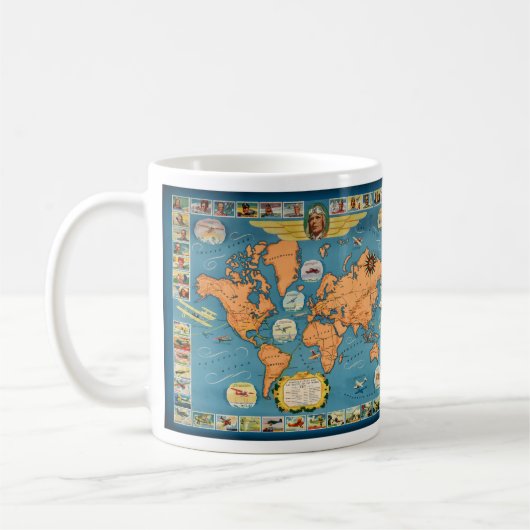 ヴィンテージ航空世界地図 コーヒーマグカップ (左)