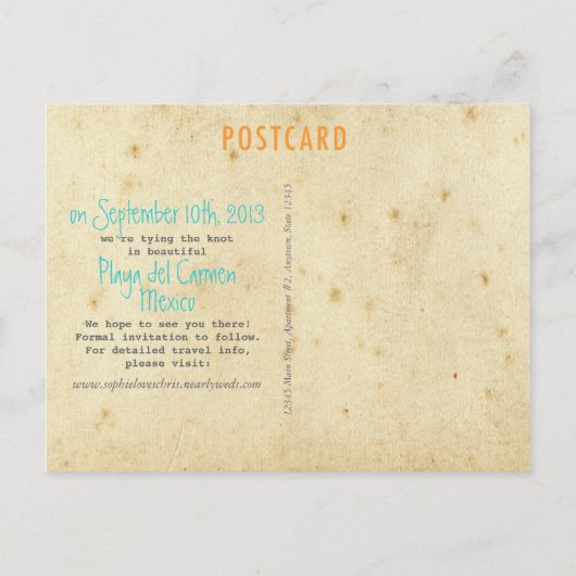 ヴィンテージ航空会社の旅行イラストレーション保存日付 案内ポストカード (裏面)