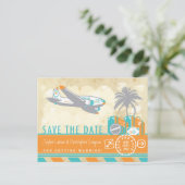 ヴィンテージ航空会社の旅行イラストレーション保存日付 案内ポストカード (スタンド正面)