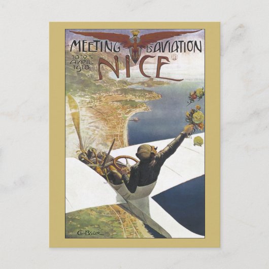ヴィンテージ航空会議ニースフランス広告 ポストカード (正面)