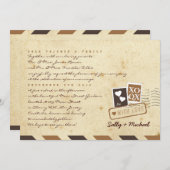 ヴィンテージ航空便ラブレターパーソナライズされたメモ 招待状 (正面/裏面)