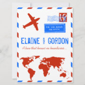 ヴィンテージ航空便結婚式招待状 招待状 (正面)