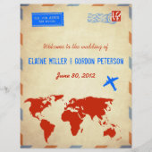 ヴィンテージ航空便結婚式 プログラムチラシ動揺して: (正面)