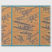 ヴィンテージ航空図解入りの、写真付きの飛行機 ラッピングペーパー (フラット)