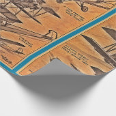 ヴィンテージ航空図解入りの、写真付きの飛行機 ラッピングペーパー (角)