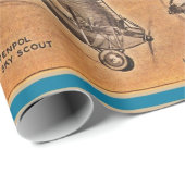 ヴィンテージ航空図解入りの、写真付きの飛行機 ラッピングペーパー (ロールコーナー)