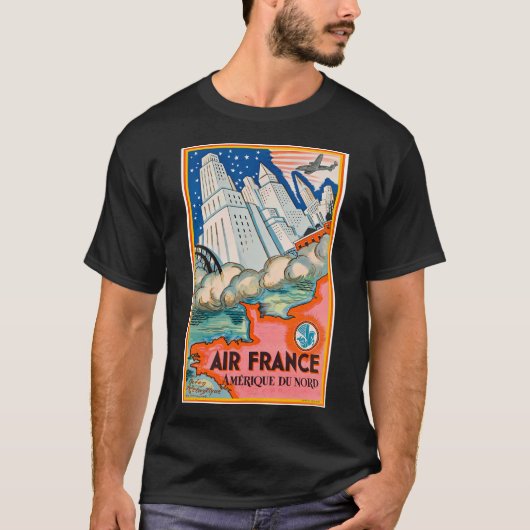 ヴィンテージ航空旅行ポスター Tシャツ (正面)