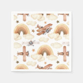 ヴィンテージ航空機の二面機の少年の誕生日パターン スタンダードカクテルナプキン (正面)