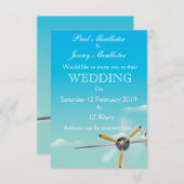 ヴィンテージ航空機の結婚式招待状 招待状 (正面/裏面)