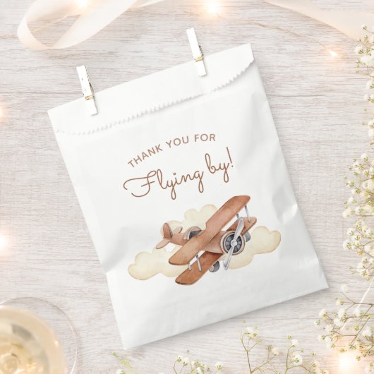 ヴィンテージ航空機バイプレーンボーイ誕生日 フェイバーバッグ (クリップ留めされた状態)