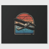 ヴィンテージ航空機バイプレーン飛行機パイロット機 ラッピングペーパー (フラット)