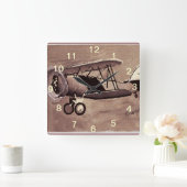 ヴィンテージ航空機壁時計 スクエア壁時計 (ホーム)