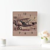 ヴィンテージ航空機壁時計 スクエア壁時計 (ホーム)