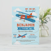 ヴィンテージ航空機最初のバースデーパーティ招待状 招待状 (スタンド正面)