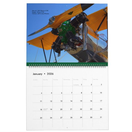 ヴィンテージ航空機用エンジン2015年 カレンダー (1月 2026)