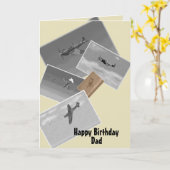 ヴィンテージ航空機用案内カード，パパ誕生日 カード (黄色い花)