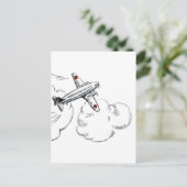 ヴィンテージ航空機白黒スケッチ ポストカード (スタンド正面)